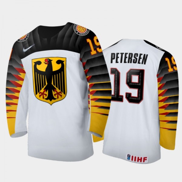 Jussi Petersen Germany Hockey White Home Jersey 20...