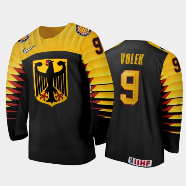 Germany Hockey Justin Volek 2022 IIHF World Junior Championship Black #9 Jersey Away