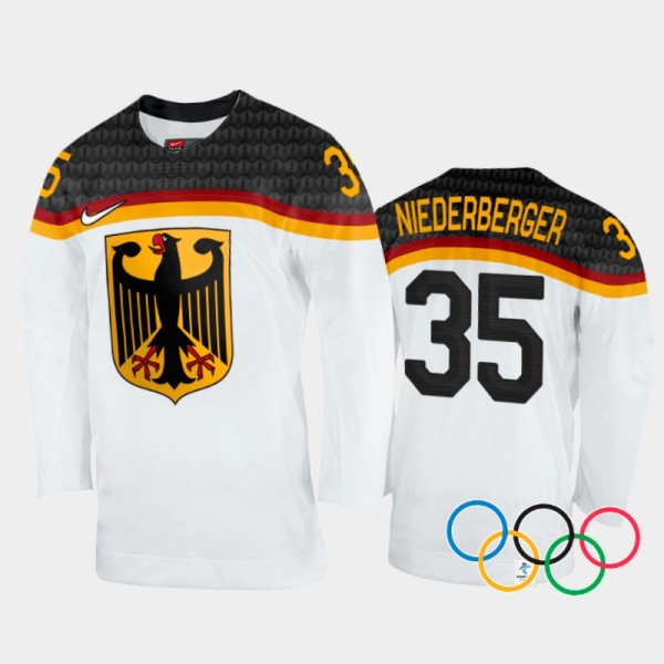 Germany Hockey Mathias Niederberger 2022 Winter Olympics White #35 Jersey Home