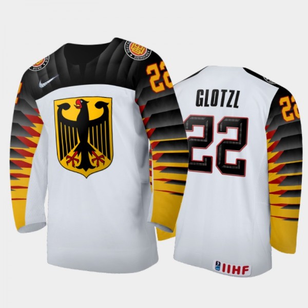 Maximilian Glotzl Germany Hockey White Home Jersey...