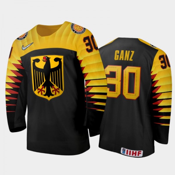 Men's Germany 2021 IIHF U18 World Championship Luca Ganz #30 Away Black Jersey