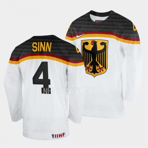 Germany #4 Philip Sinn 2023 IIHF World Junior Championship Home Jersey White