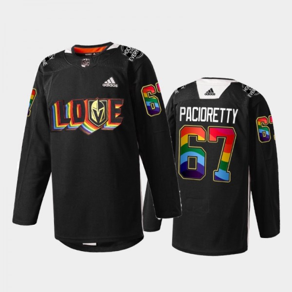 Vegas Golden Knights Max Pacioretty #67 LGBTQ Pride Night 2022 Jersey Black Rainbow Practice