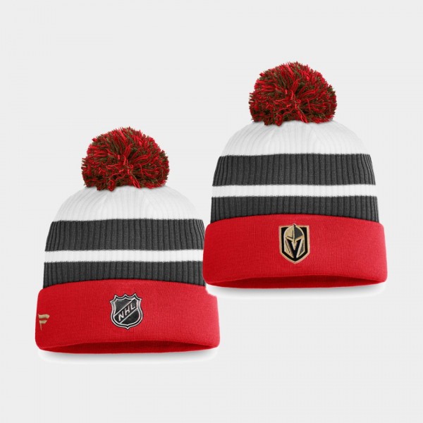 Vegas Golden Knights 2021 Special Edition Red Throwback Pom Cuffed Knit Hat
