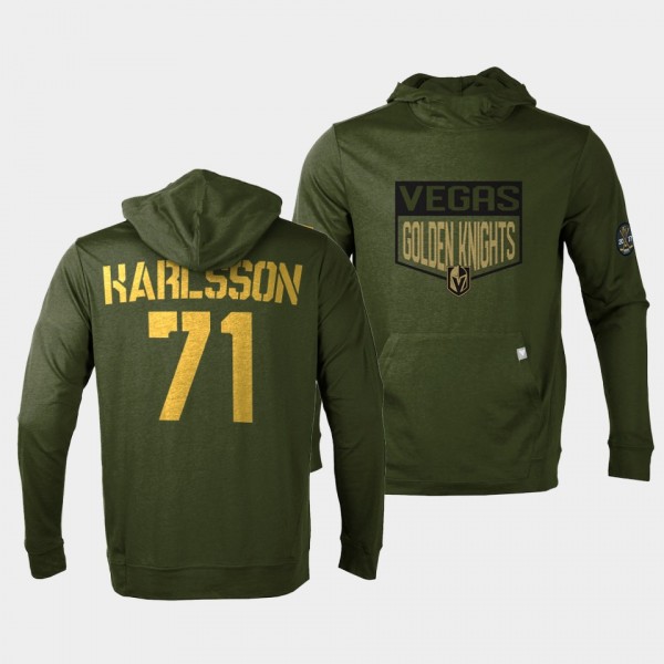 Vegas Golden Knights William Karlsson 2022 Salute to Service Olive Levelwear Hoodie Pullover