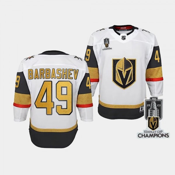 Vegas Golden Knights #49 Ivan Barbashev 2023 Stanley Cup Champions Away White Youth Jersey