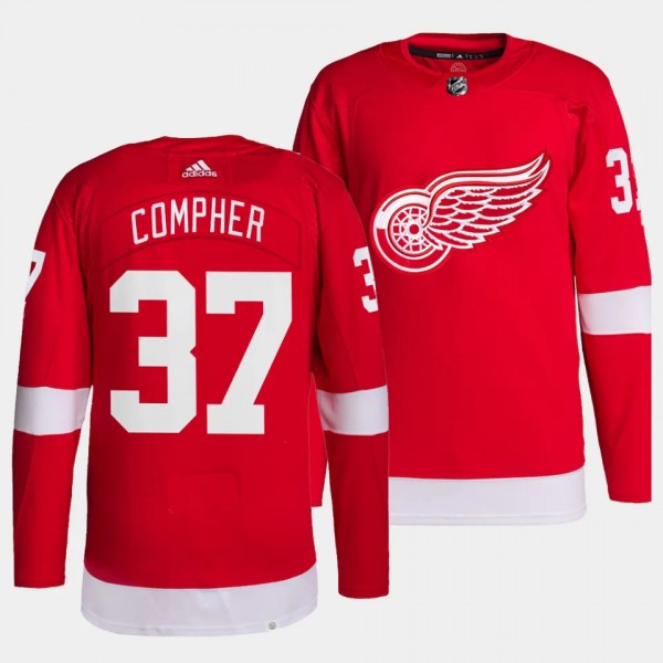 J.T. Compher Detroit Red Wings Home Red #37 Authen...