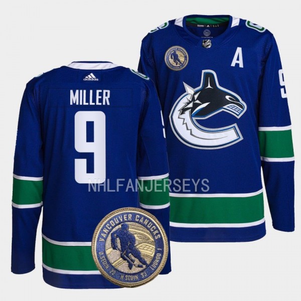 Vancouver Canucks 2022 HHOF J.T. Miller #9 Blue Wa...