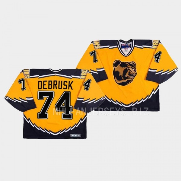 Jake DeBrusk Boston Bruins Throwback Gold #74 Jers...