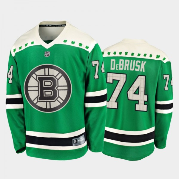 Fanatics Jake DeBrusk #74 Bruins 2020 St. Patrick's Day Replica Player Jersey Green