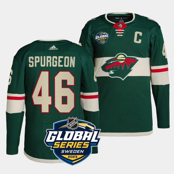 Minnesota Wild 2023 NHL Global Series Sweden Jared Spurgeon #46 Green Authentic Jersey Men's
