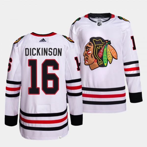 Chicago Blackhawks Away Jason Dickinson #16 White Jersey Primegreen
