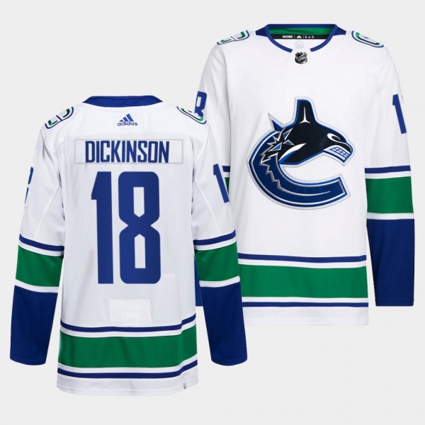 Vancouver Canucks Away Jason Dickinson #18 White J...