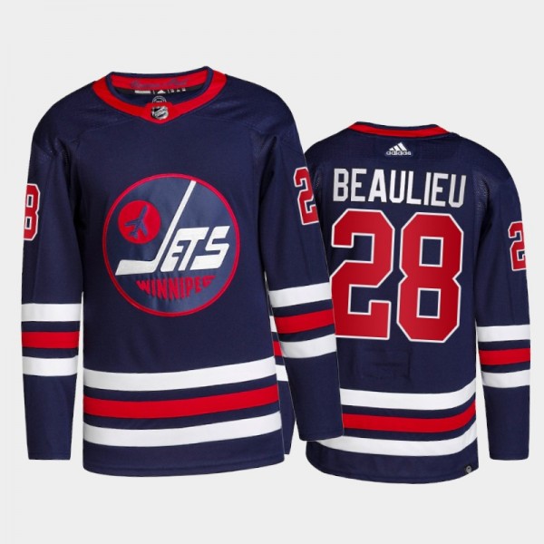 Nathan Beaulieu Winnipeg Jets Alternate Jersey 2021-22 Navy #28 Primegreen Authentic Pro Uniform