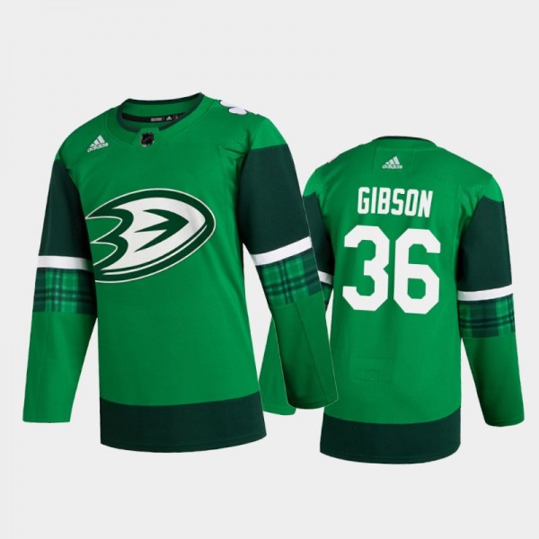Anaheim Ducks John Gibson #36 2020 St. Patrick's D...