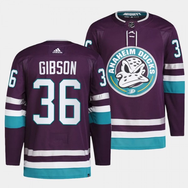 Anaheim Ducks 2023-24 30th Anniversary John Gibson #36 Purple Primegreen Jersey Men's