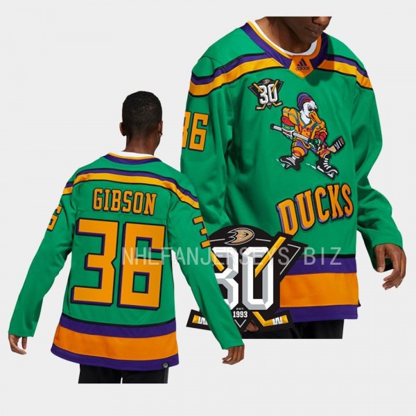 30th Anniversary John Gibson Anaheim Ducks Green #...