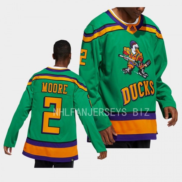 Mighty Ducks John Moore Anaheim Ducks Green #2 Aut...