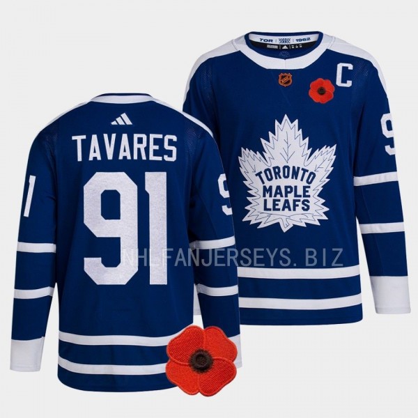 Canadian Remembrance Day Toronto Maple Leafs John Tavares #91 Blue Lest We Forget Jersey 2022