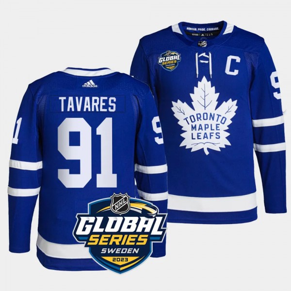 Toronto Maple Leafs 2023 NHL Global Series Sweden John Tavares #91 Royal Authentic Jersey Men's