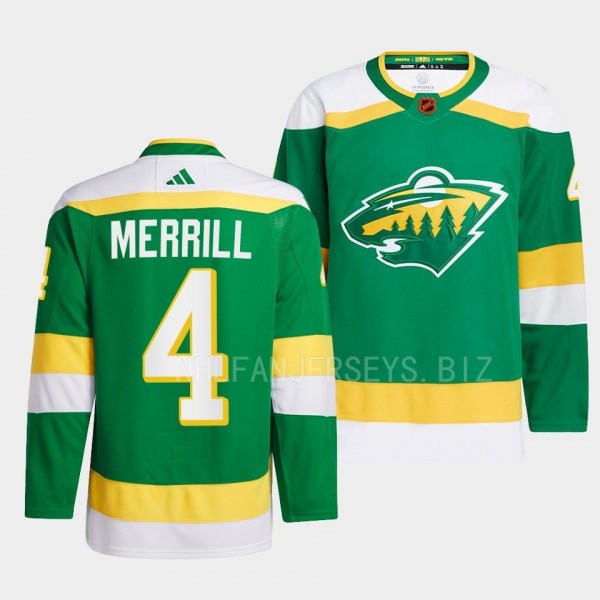 Reverse Retro 2.0 Jon Merrill Minnesota Wild Authentic Pro #4 Green Jersey 2022