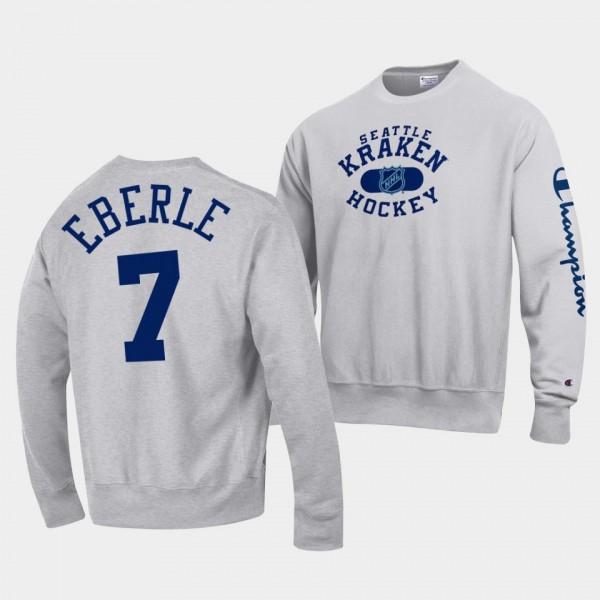 Seattle Kraken Jordan Eberle Champion #7 Gray Reverse Weave Sweatshirt