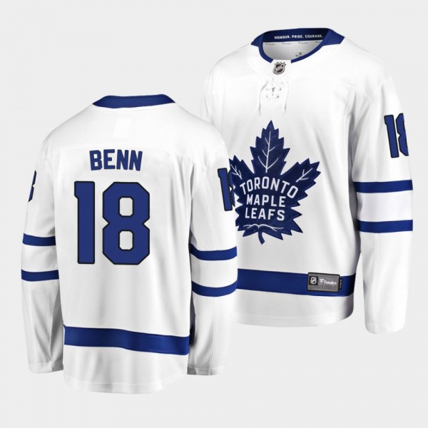 Jordie Benn Toronto Maple Leafs 18 Away White Breakaway Player Jersey Men's