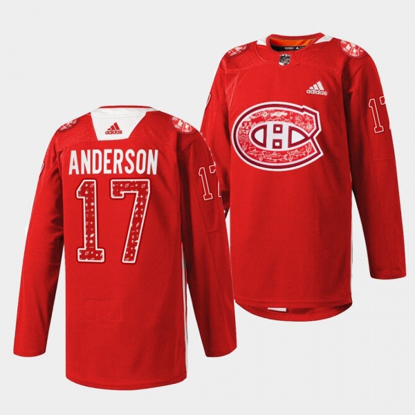 Indigenous Celebration Night Josh Anderson Montreal Canadiens Red #17 Warmup Jersey 2023