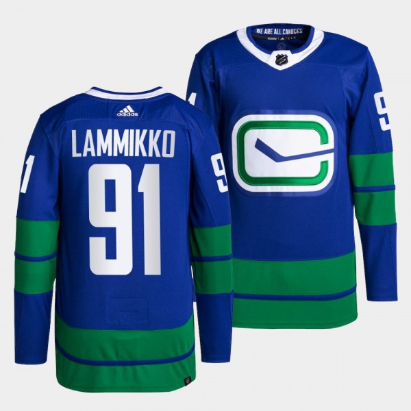 Juho Lammikko Canucks Alternate Blue Jersey #91 Primegreen Authentic Pro