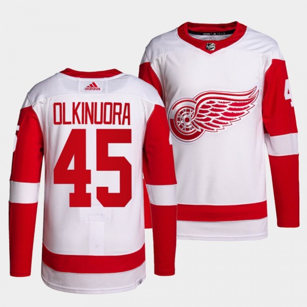 World Champs MVP Jussi Olkinuora Detroit Red Wings Away #45 White Jersey