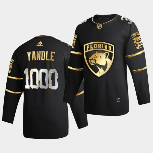 Florida Panthers Keith yandle 1000-game Milestone Authentic Golden Edition Black Jersey