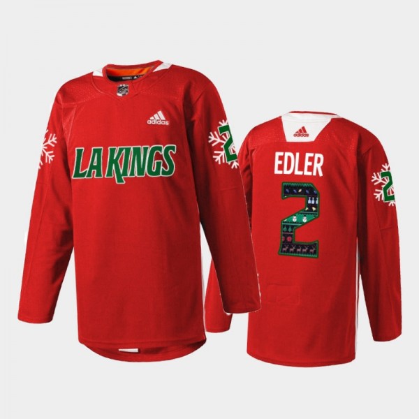 Alexander Edler #2 Los Angeles Kings Holiday Sweater Red Warm Up Jersey