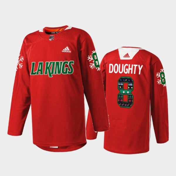 Drew Doughty #8 Los Angeles Kings Holiday Sweater Red Warm Up Jersey