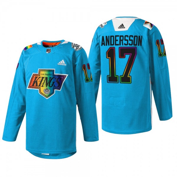 Lias Andersson Los Angeles Kings Pride Night Jersey Blue #17 Warm-Up