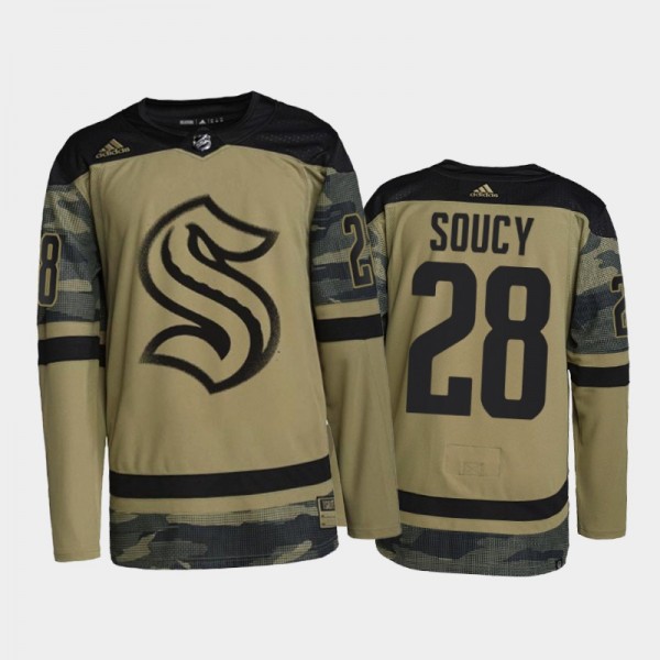 Seattle Kraken Carson Soucy Salute To Service Camo #28 Jersey 2021-22 Military