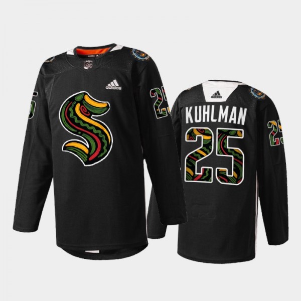 Seattle Kraken Karson Kuhlman #25 Black History Month 2022 Jersey Black Limited Edition
