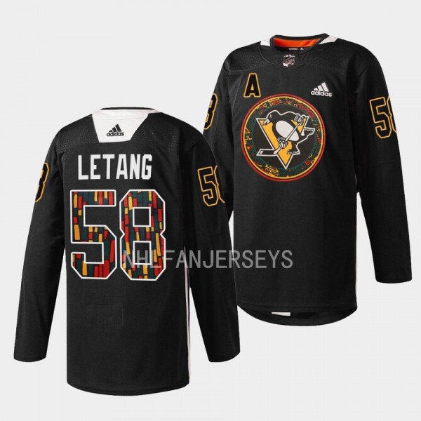 Pittsburgh Penguins 2023 Black Hockey History Kris Letang #58 Black Jersey Warmup