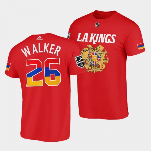 Los Angeles Kings Armenian Heritage Night Sean Walker #26 Red T-Shirt exclusive