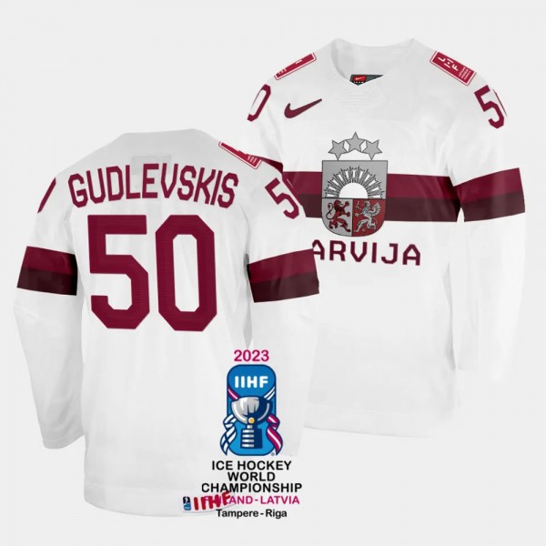 Latvia #50 Kristers Gudlevskis 2023 IIHF World Cha...