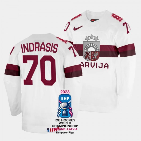 Latvia #70 Miks Indrasis 2023 IIHF World Champions...