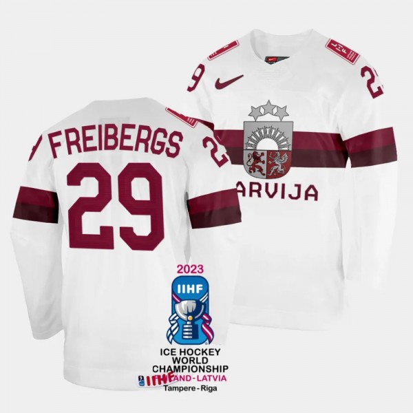 Latvia #29 Ralfs Freibergs 2023 IIHF World Champio...