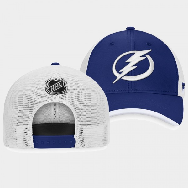 Tampa Bay Lightning Authentic Pro Blue Locker Room Trucker Snapback Hat