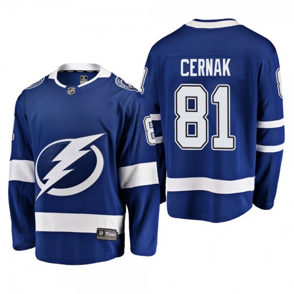 Men's Tampa Bay Lightning Erik Cernak #81 Home blue Breakaway Player Cheap Jersey