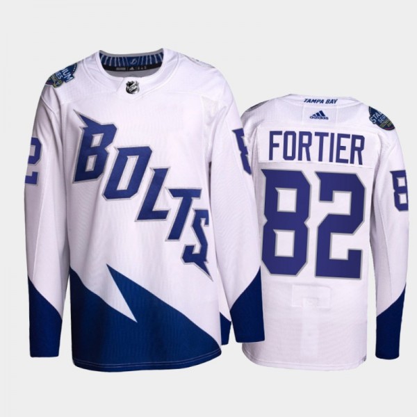 Gabriel Fortier Lightning 2022 Stadium Series Jersey #82 Primegreen Authentic White Uniform
