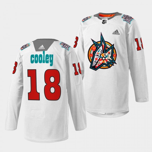 Arizona Coyotes Logan Cooley Los Yotes Night #18 White Jersey 2022 NHL Draft