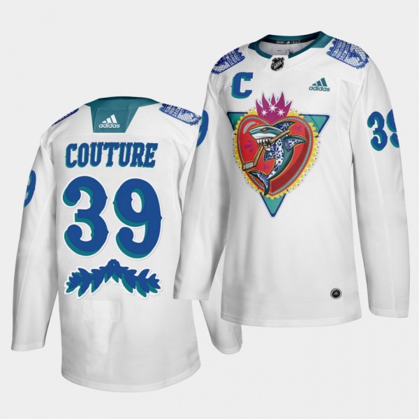 Logan Couture #39 Sharks 2021 Los Tiburones Night Special White Jersey