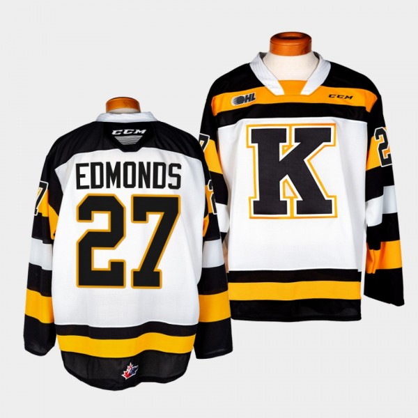 Lucas Edmonds Kingston Frontenacs #27 White OHL Hockey Jersey Adult