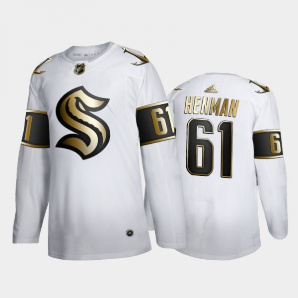Seattle Kraken Luke Henman #61 2021 Expansion Draft Golden Edition White Jersey