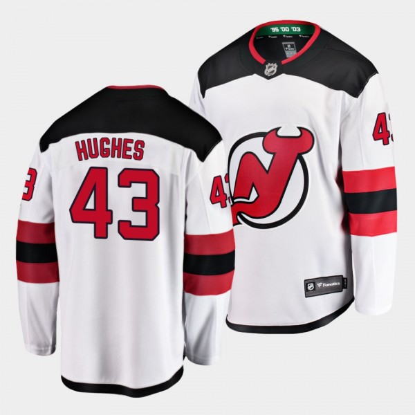 New Jersey Devils Luke Hughes Away White Breakaway...