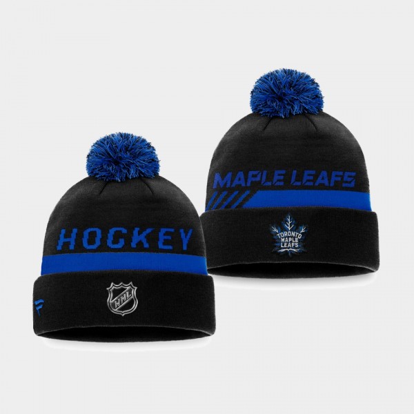Authentic Pro Locker Room Toronto Maple Leafs Black Alternate Logo Knit Hat